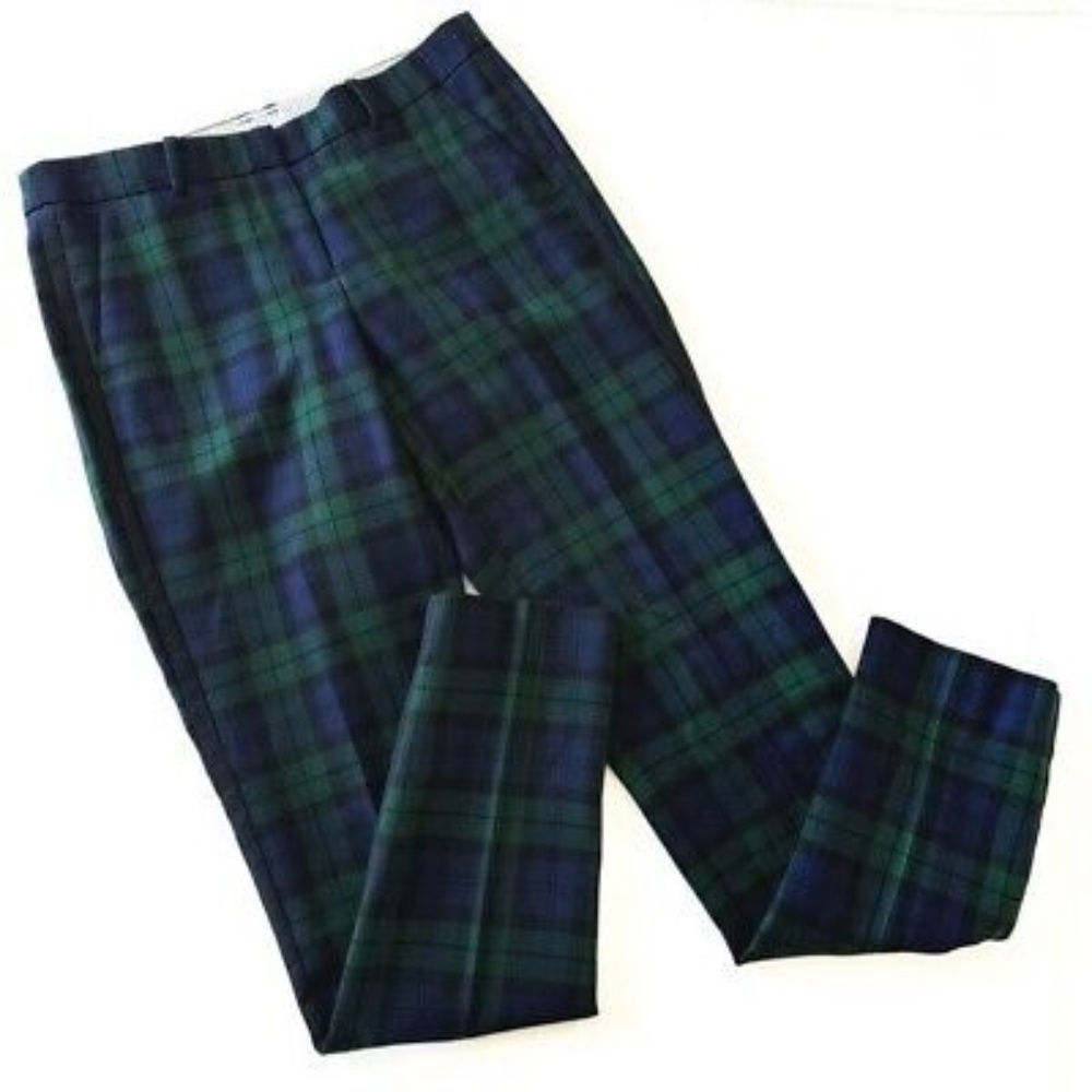 Brooks Brothers Red Fleece Green Tartan Plaid Ankle Pants Wool